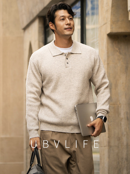 7-gauge faux cashmere polo shirt