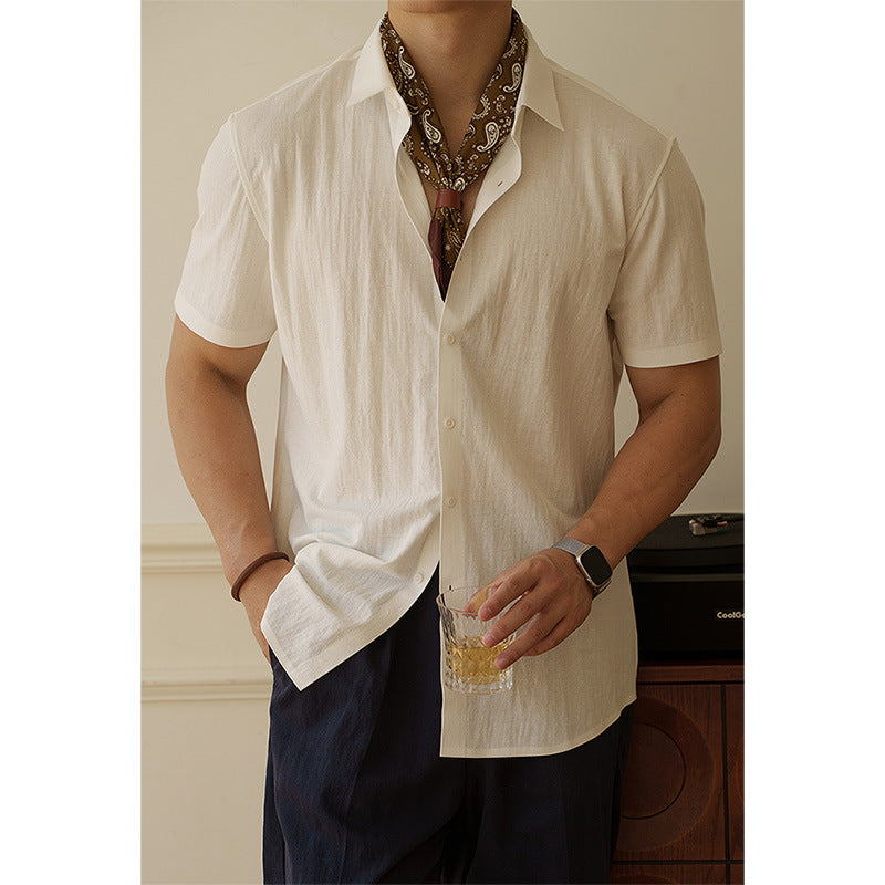 <font dir="auto" style="vertical-align: inherit;"><font dir="auto" style="vertical-align: inherit;">Men's cotton-linen blend seamless silky short-sleeved shirt, 2025 summer style, sweat-wicking, breathable, versatile new shirt.</font></font>