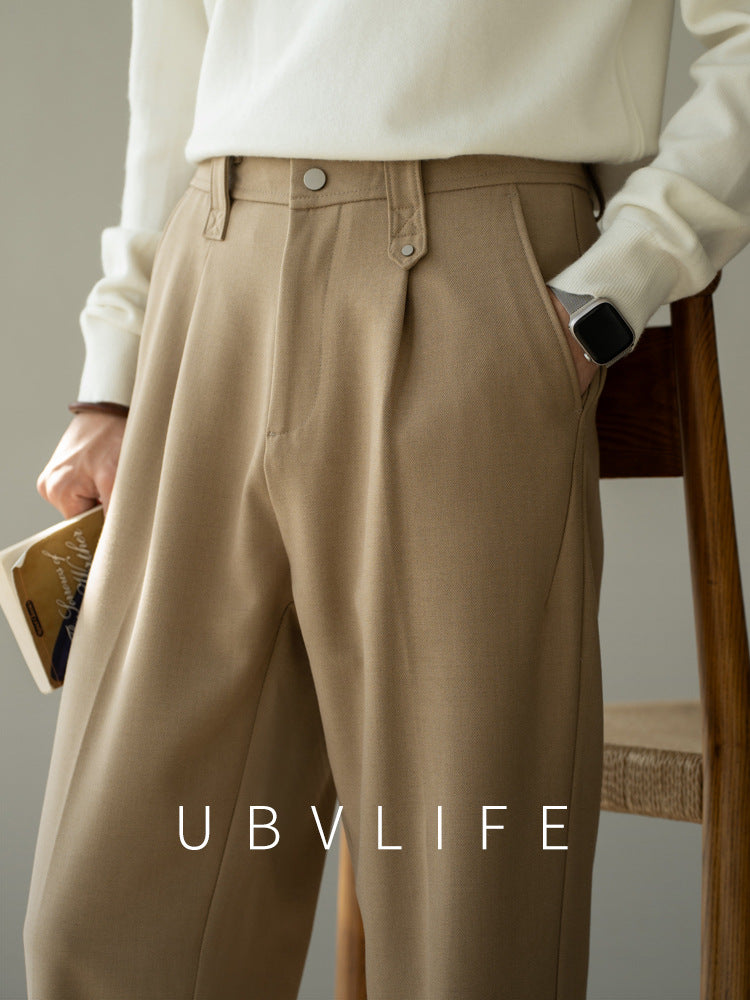 【黄金混纺】轻奢绵羊毛挺括感休闲裤男士2025年秋季垂感直筒长裤