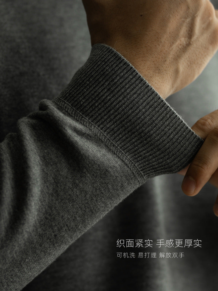 SONGNAN纯色加绒修身长袖POLO衫男士2024秋冬新款轻商务休闲翻领