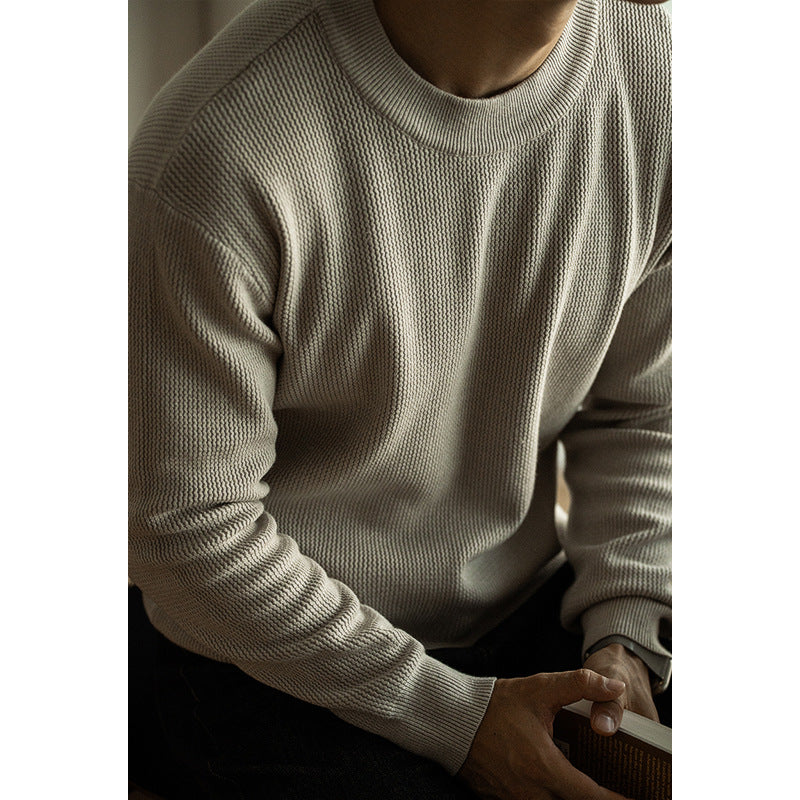 jacquard knit crew neck pullover sweater