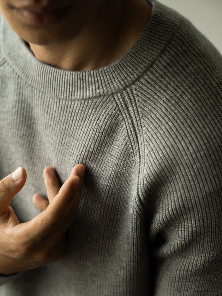 heavy-knit crew neck sweater