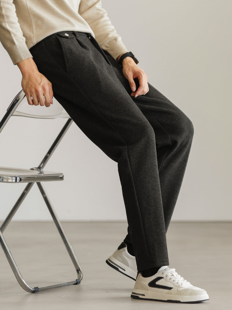 SONGNAN高品质毛呢裤休闲西裤男士秋冬保暖商务通勤九分长裤子