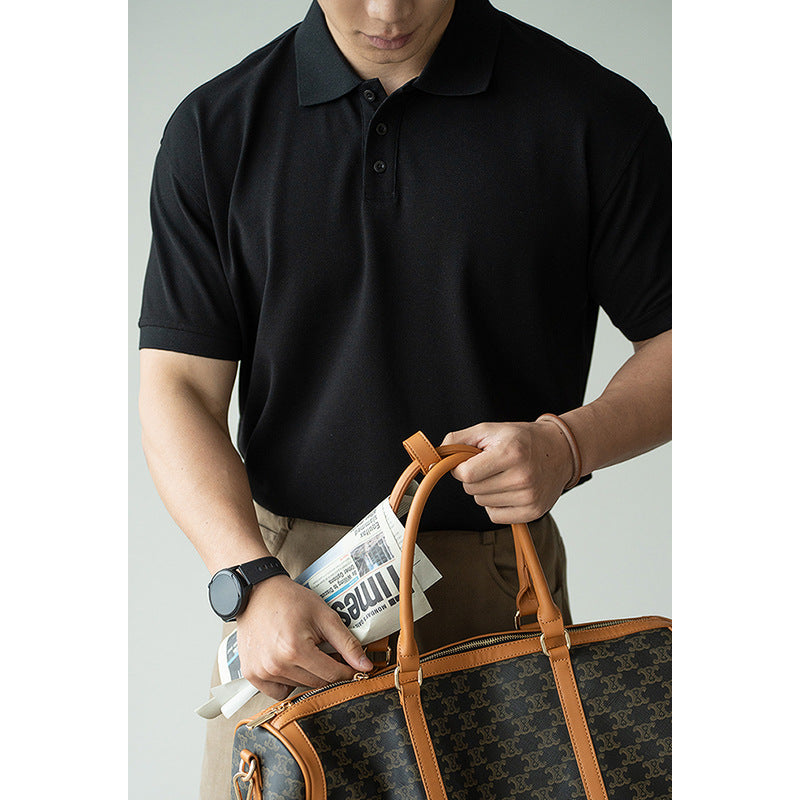 coarse piqué short-sleeve polo shirt