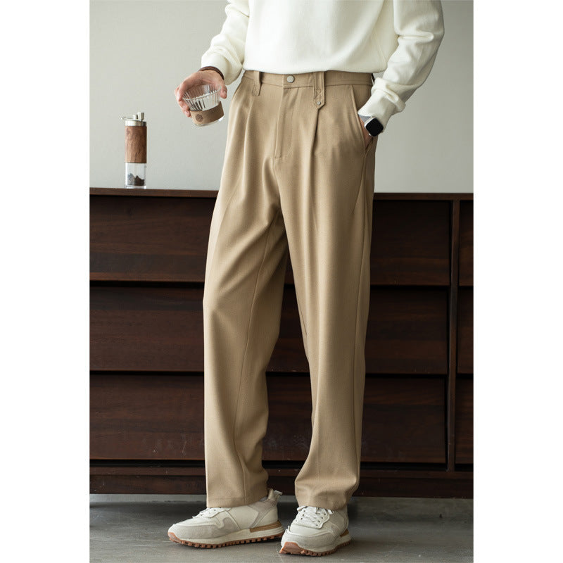 【黄金混纺】轻奢绵羊毛挺括感休闲裤男士2025年秋季垂感直筒长裤