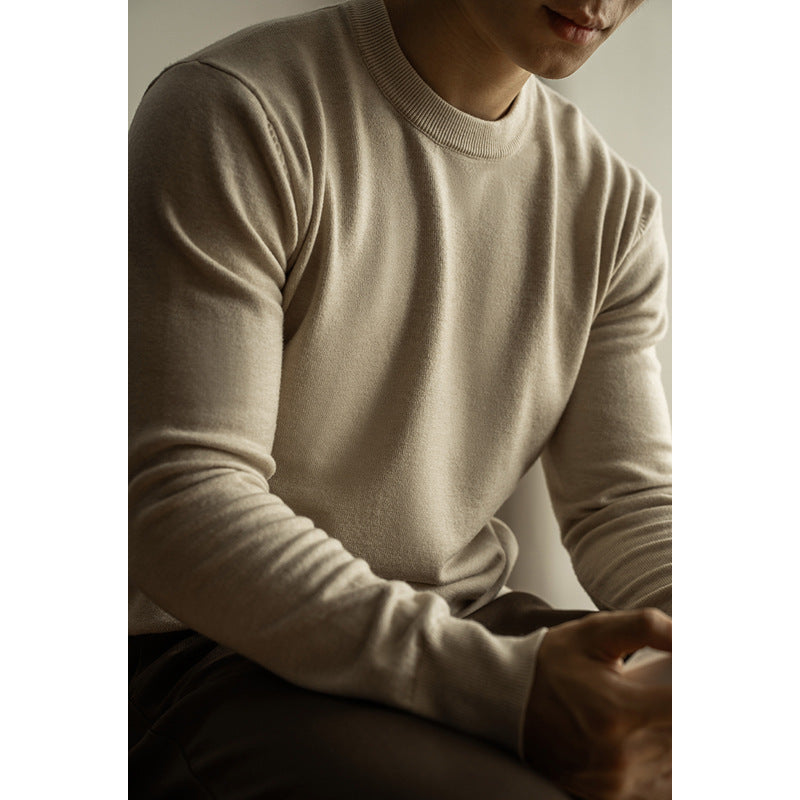 Tencel wool solid-color knitted sweater