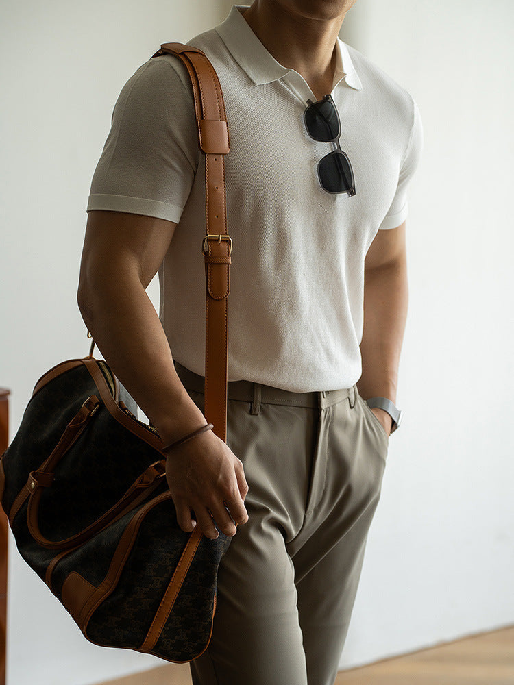 莱赛尔天丝桑蚕丝冰丝抗皱凉感短袖Polo衫男士2025夏休闲翻领T恤