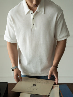 Waffle-textured breathable polo t-shirt