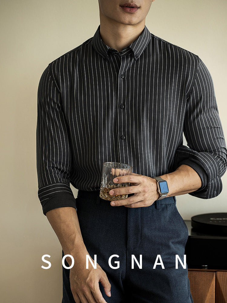 premium long-sleeve striped shirt