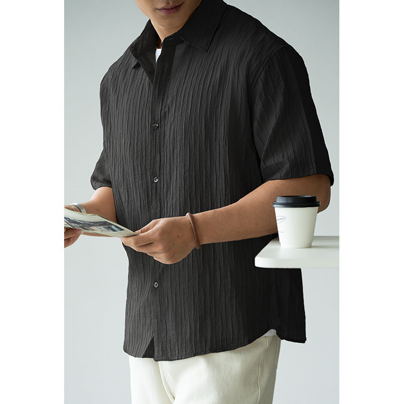 Turn-down collar short-sleeve shirt