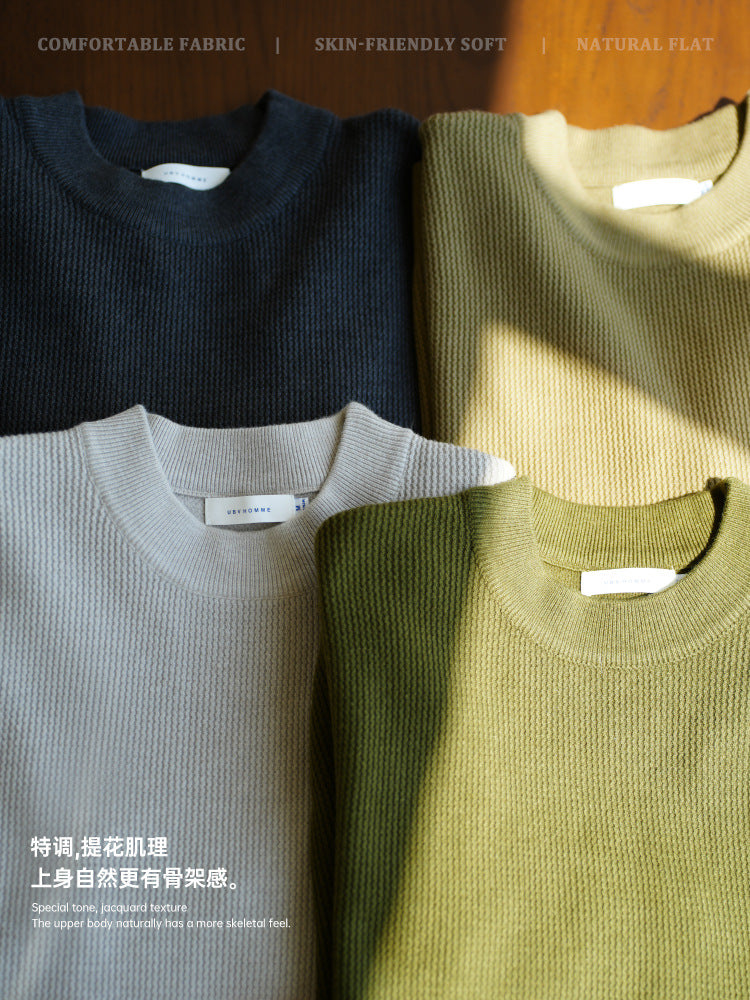 jacquard knit crew neck pullover sweater