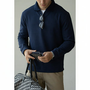 vintage waffle-textured seagull-collar long-sleeve shirt