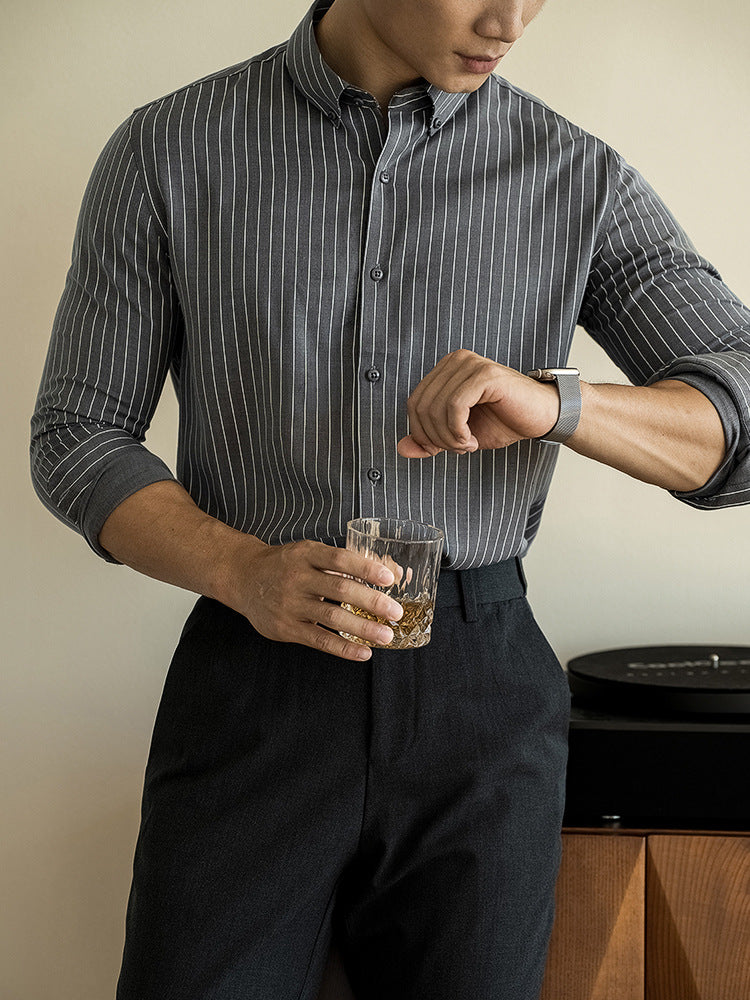 premium long-sleeve striped shirt