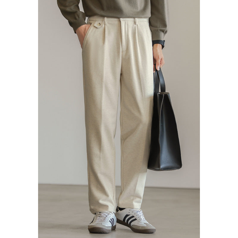 SONGNAN高品质毛呢裤休闲西裤男士秋冬保暖商务通勤九分长裤子