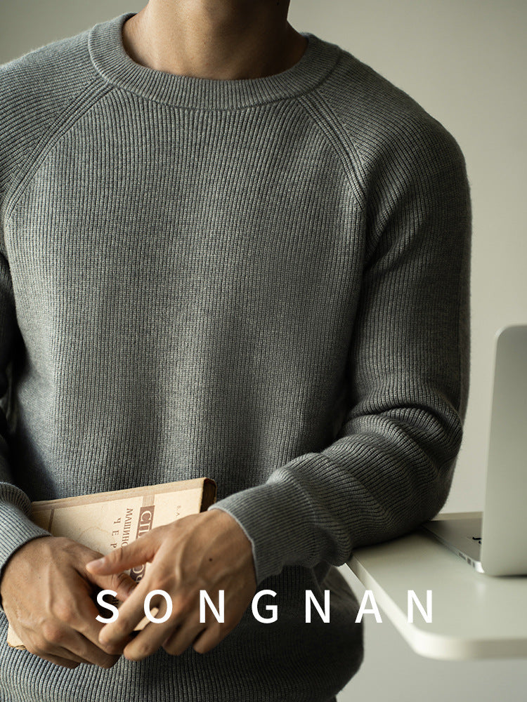 heavy-knit crew neck sweater