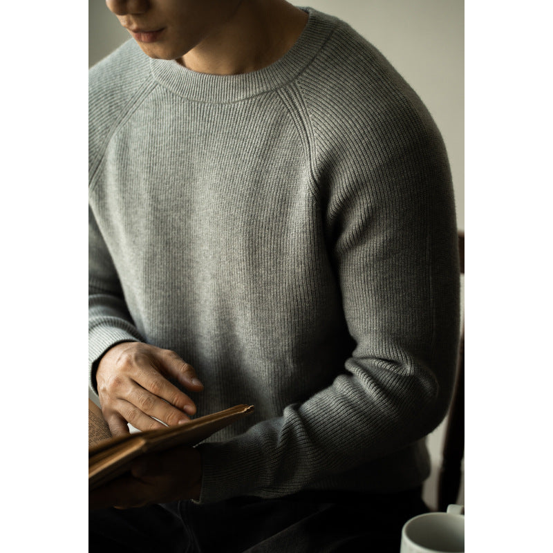 heavy-knit crew neck sweater