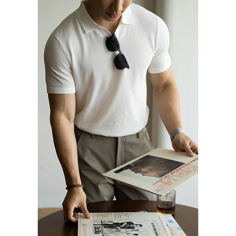 莱赛尔天丝桑蚕丝冰丝抗皱凉感短袖Polo衫男士2025夏休闲翻领T恤