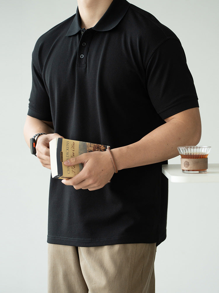 coarse piqué short-sleeve polo shirt