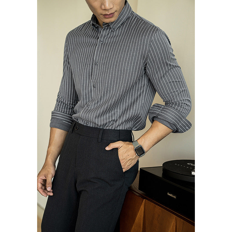 premium long-sleeve striped shirt