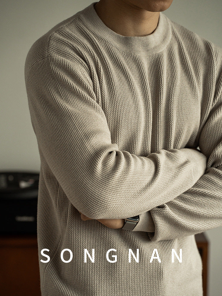 jacquard knit crew neck pullover sweater