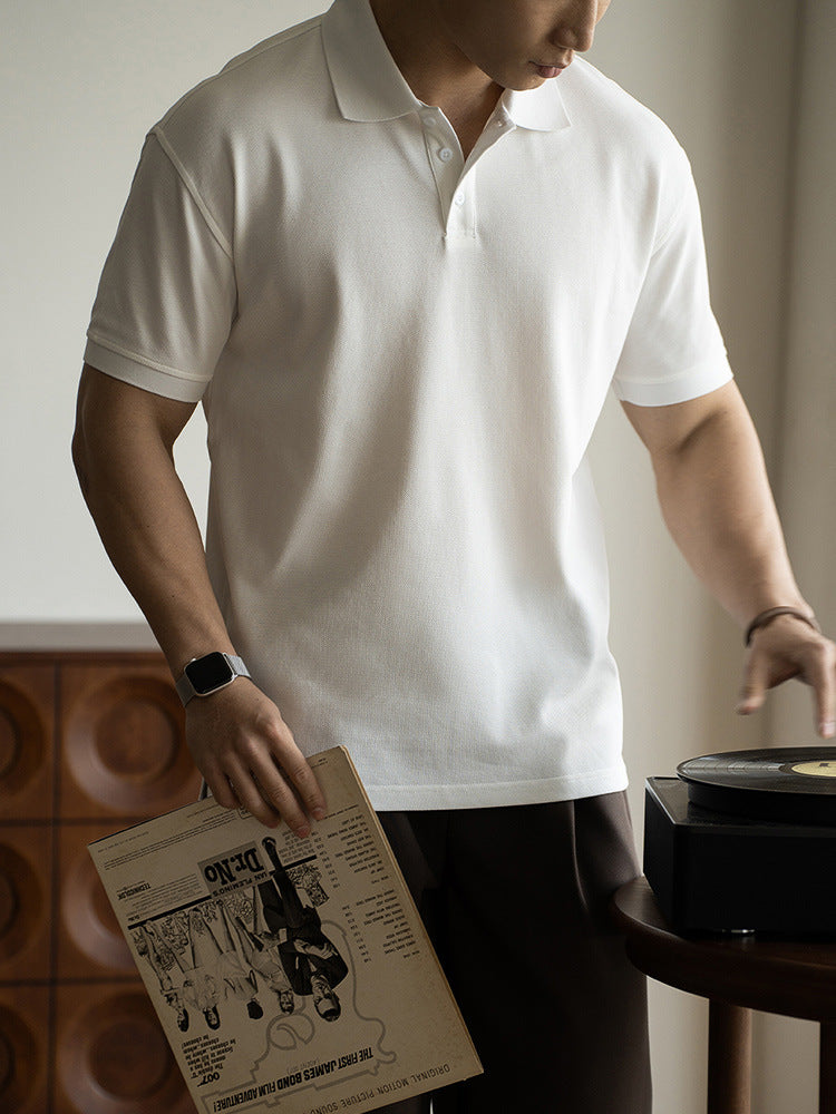 coarse piqué short-sleeve polo shirt