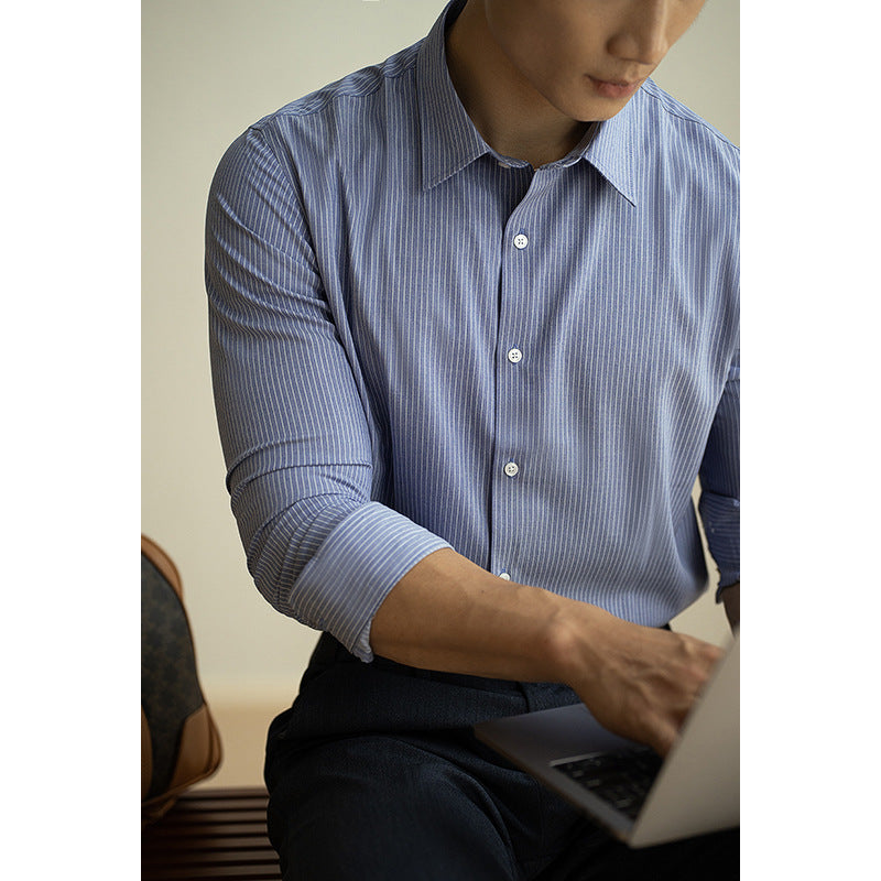 striped bamboo-fiber long-sleeve shirt