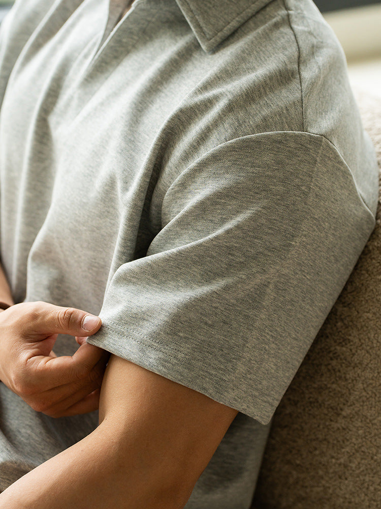 透气微宽松假两件短袖POLO衫男2025夏季新款立体质感通勤休闲上衣