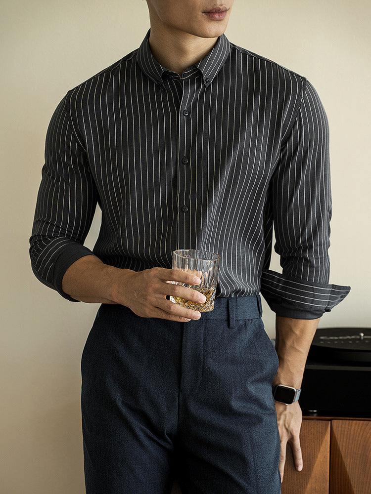 premium long-sleeve striped shirt