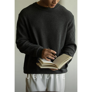 waffle-knit crew neck sweater