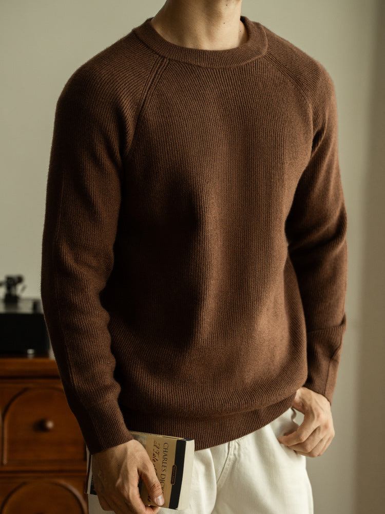 heavy-knit crew neck sweater
