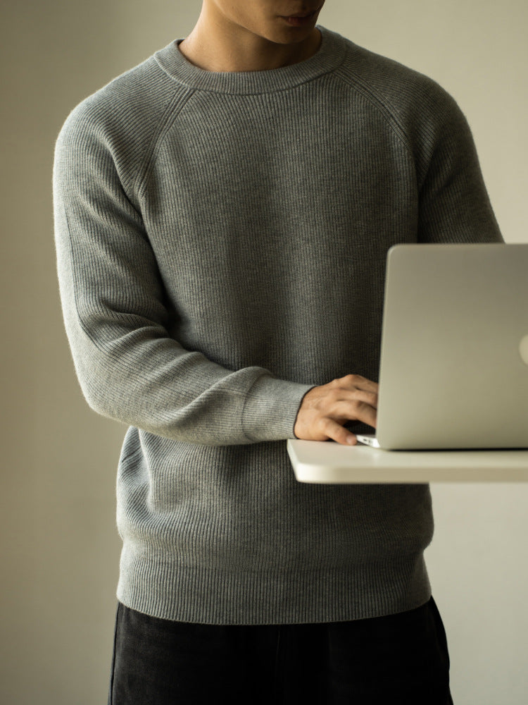 heavy-knit crew neck sweater