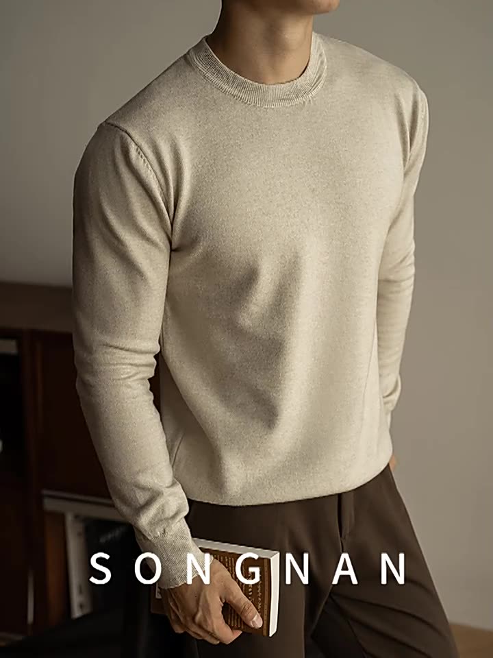 Tencel wool solid-color knitted sweater