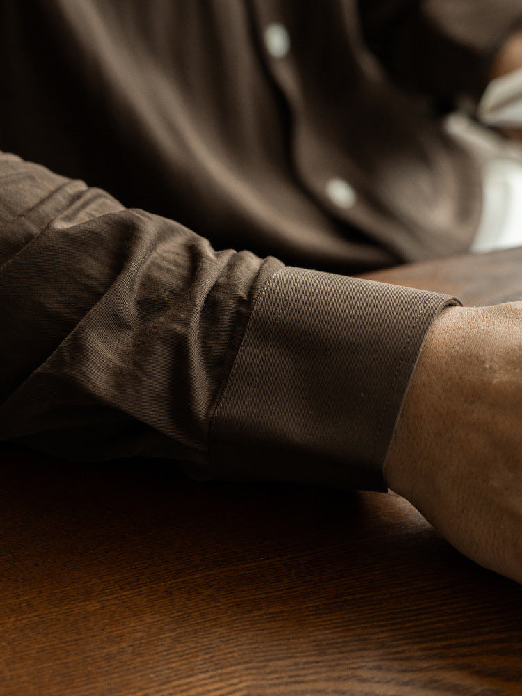 SONGNAN春秋高级感休闲衬衫男士长袖免烫商务通勤新中式立领衬衣