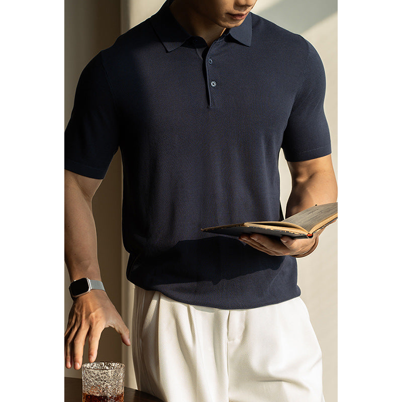 turn-down collar short-sleeve polo shirt