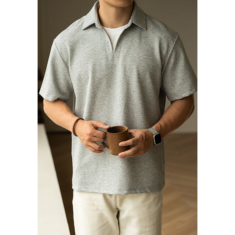 透气微宽松假两件短袖POLO衫男2025夏季新款立体质感通勤休闲上衣