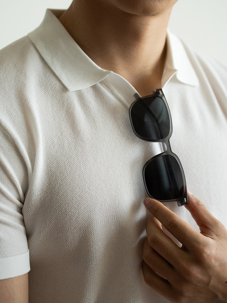 莱赛尔天丝桑蚕丝冰丝抗皱凉感短袖Polo衫男士2025夏休闲翻领T恤