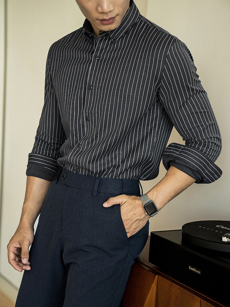 premium long-sleeve striped shirt