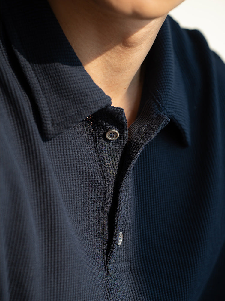 华夫格肌理透气吸湿POLO衫男士2025夏季新款翻领休闲百搭短袖T恤