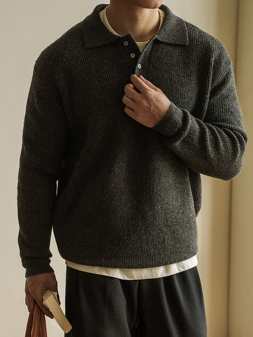 7-gauge faux cashmere polo shirt