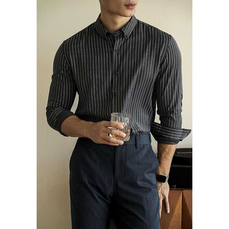 premium long-sleeve striped shirt
