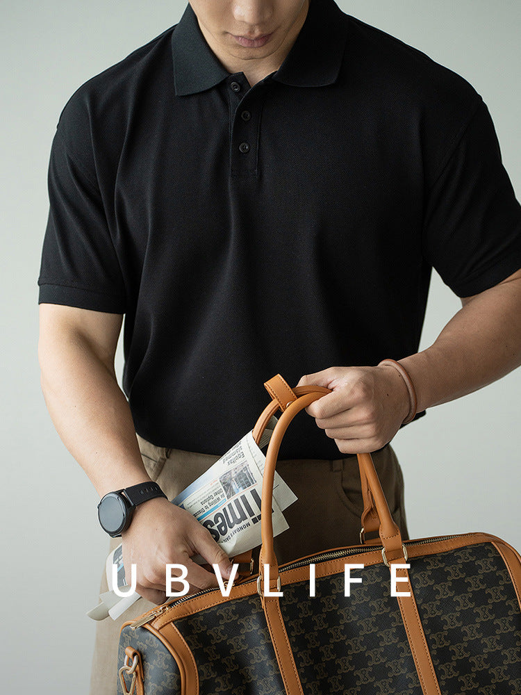 coarse piqué short-sleeve polo shirt