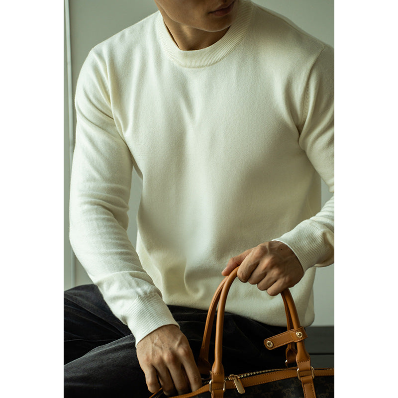 Tencel wool solid-color knitted sweater