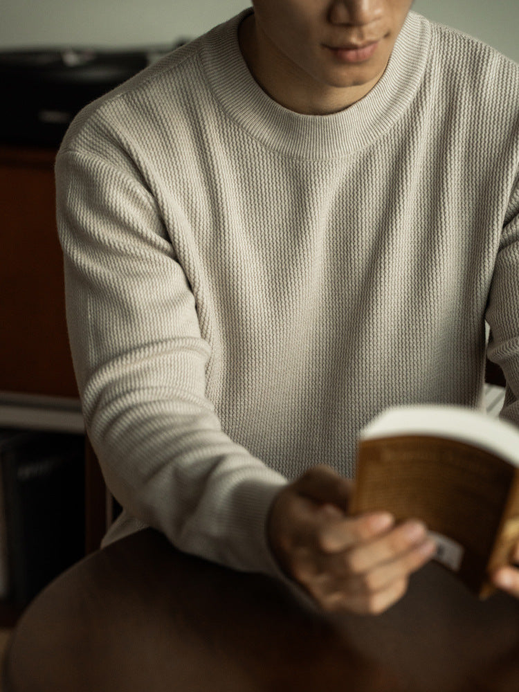 jacquard knit crew neck pullover sweater