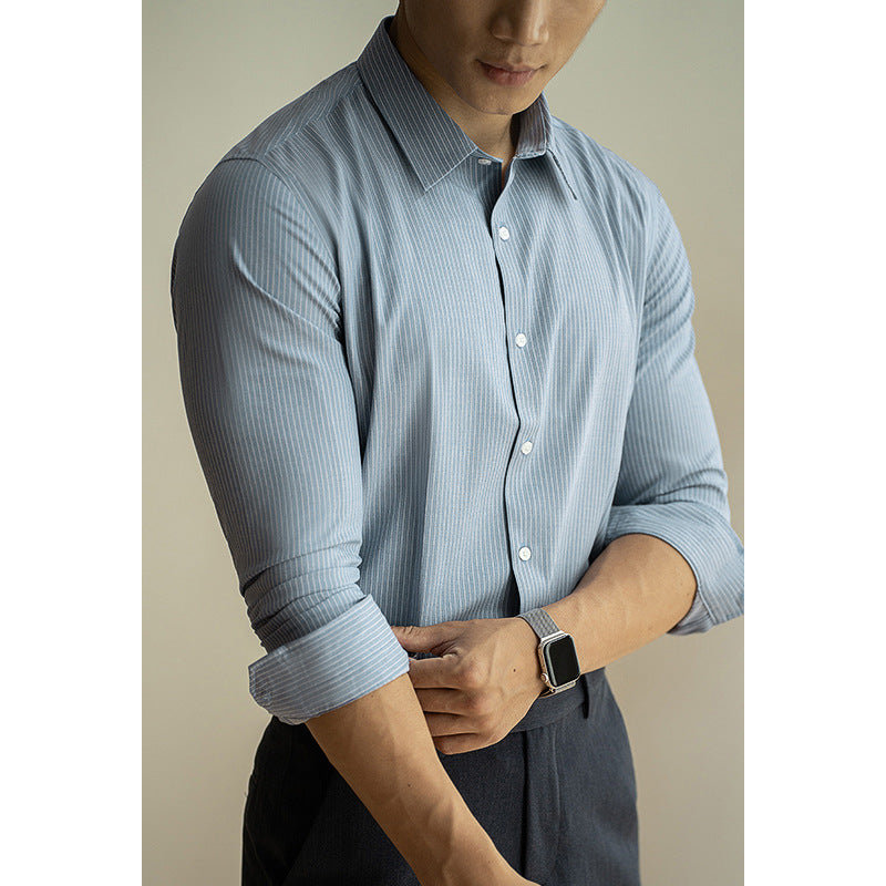 striped bamboo-fiber long-sleeve shirt