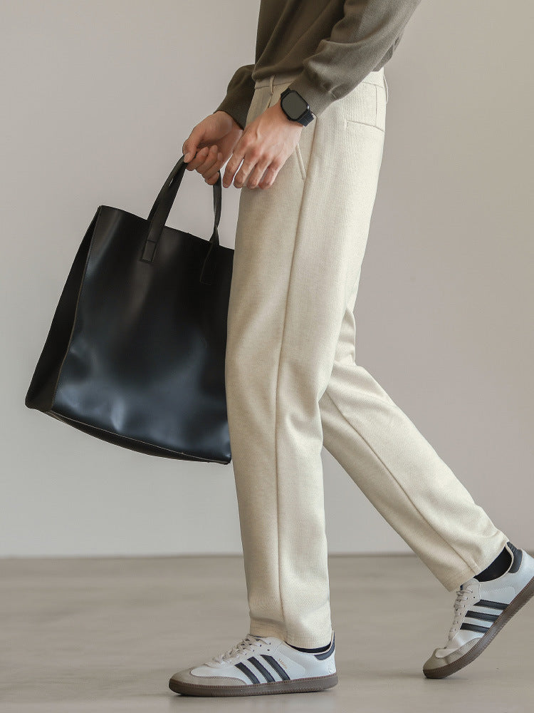 SONGNAN高品质毛呢裤休闲西裤男士秋冬保暖商务通勤九分长裤子