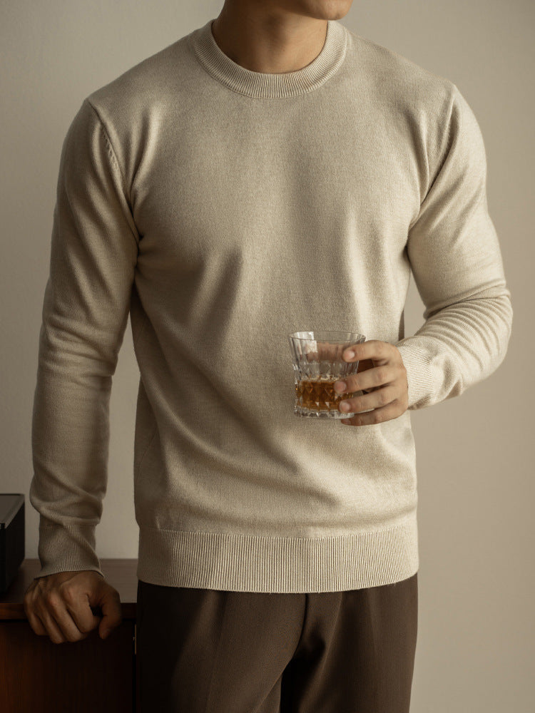 Tencel wool solid-color knitted sweater