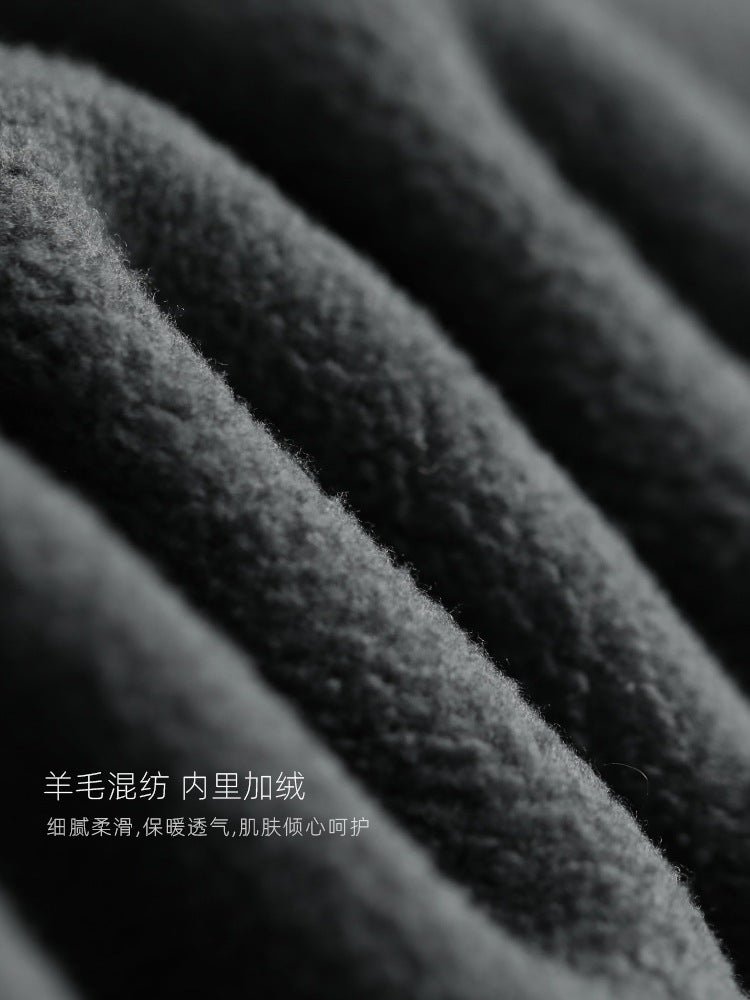 SONGNAN纯色加绒修身长袖POLO衫男士2024秋冬新款轻商务休闲翻领