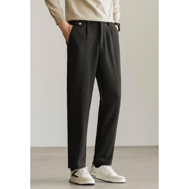 SONGNAN高品质毛呢裤休闲西裤男士秋冬保暖商务通勤九分长裤子