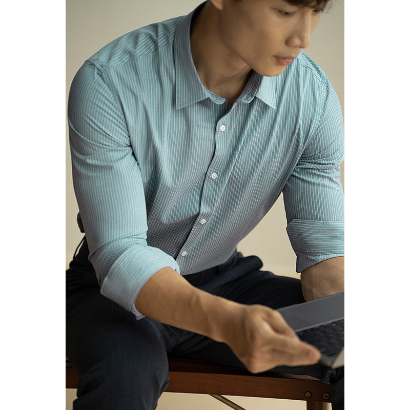 striped bamboo-fiber long-sleeve shirt