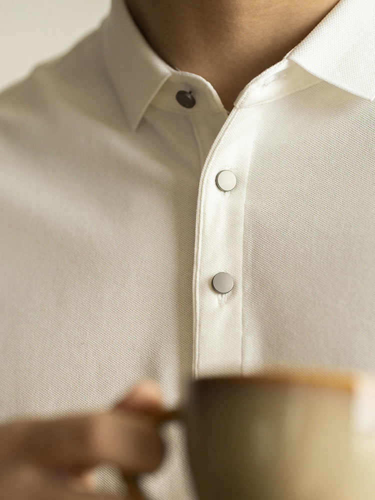 Double piqué long-staple cotton polo shirt